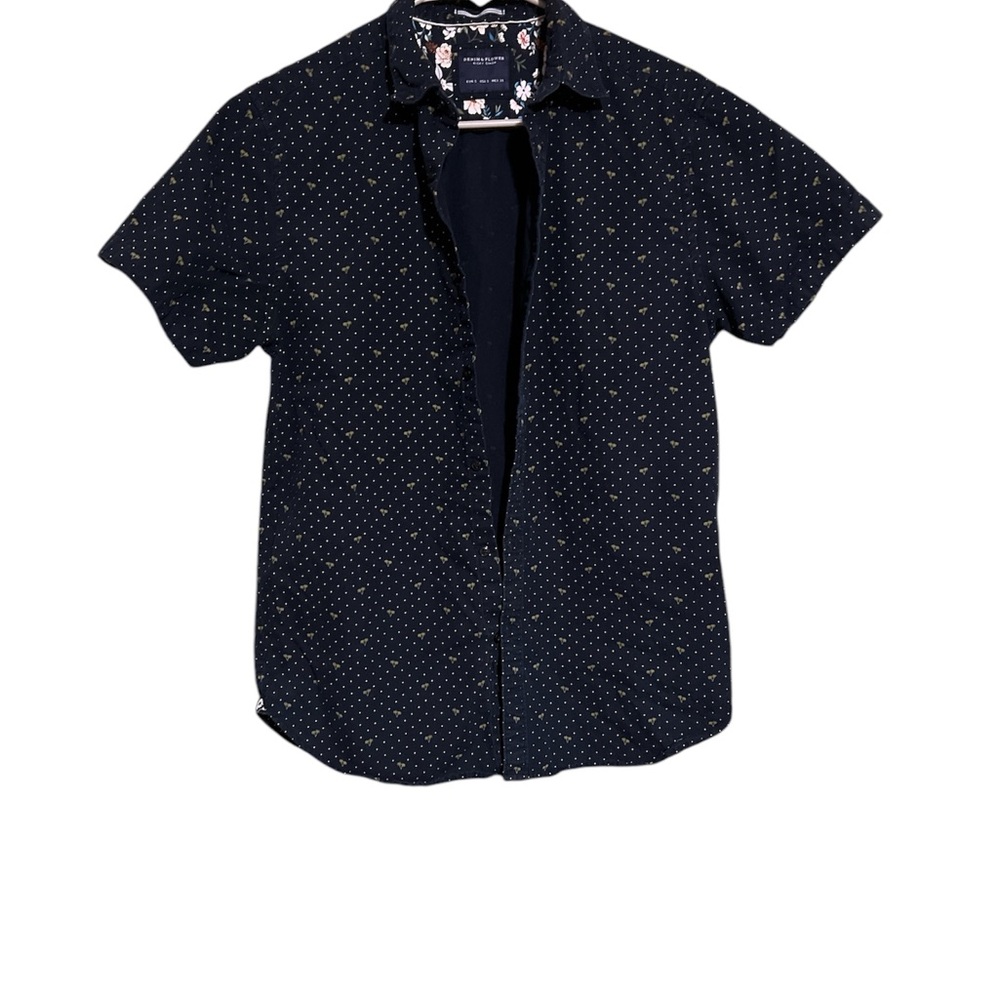 Denim & Flower Black Textured Casual Shirt